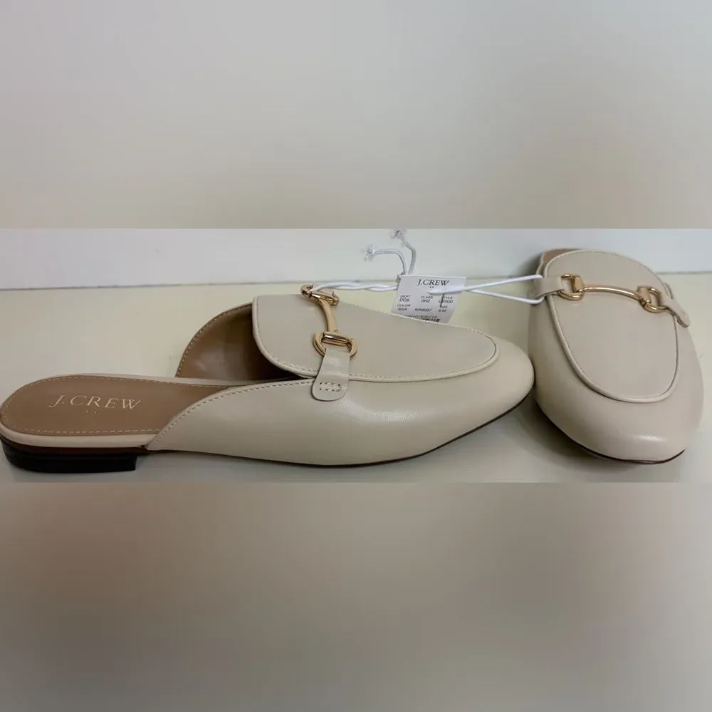 NWT J. Crew Women's Cream Mules with Gold Accent sz 9